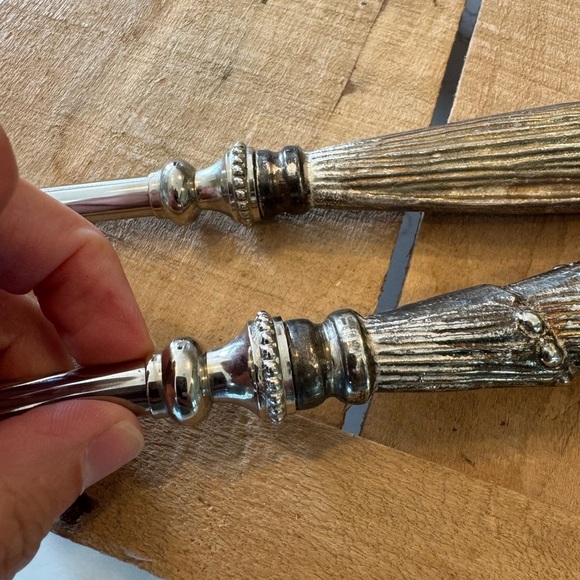 Pottery Barn India Silver Seashell Salad Servers Oversized 14" - Picture 5 of 7